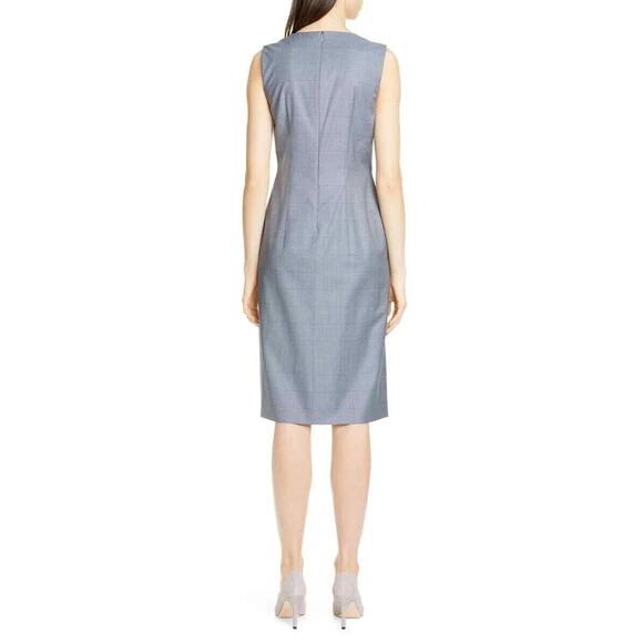Hugo Boss Dress Sheath Dalanis V Neck Sleeveless Windowpane Check Wool Silk 10 M - Picture 2 of 10